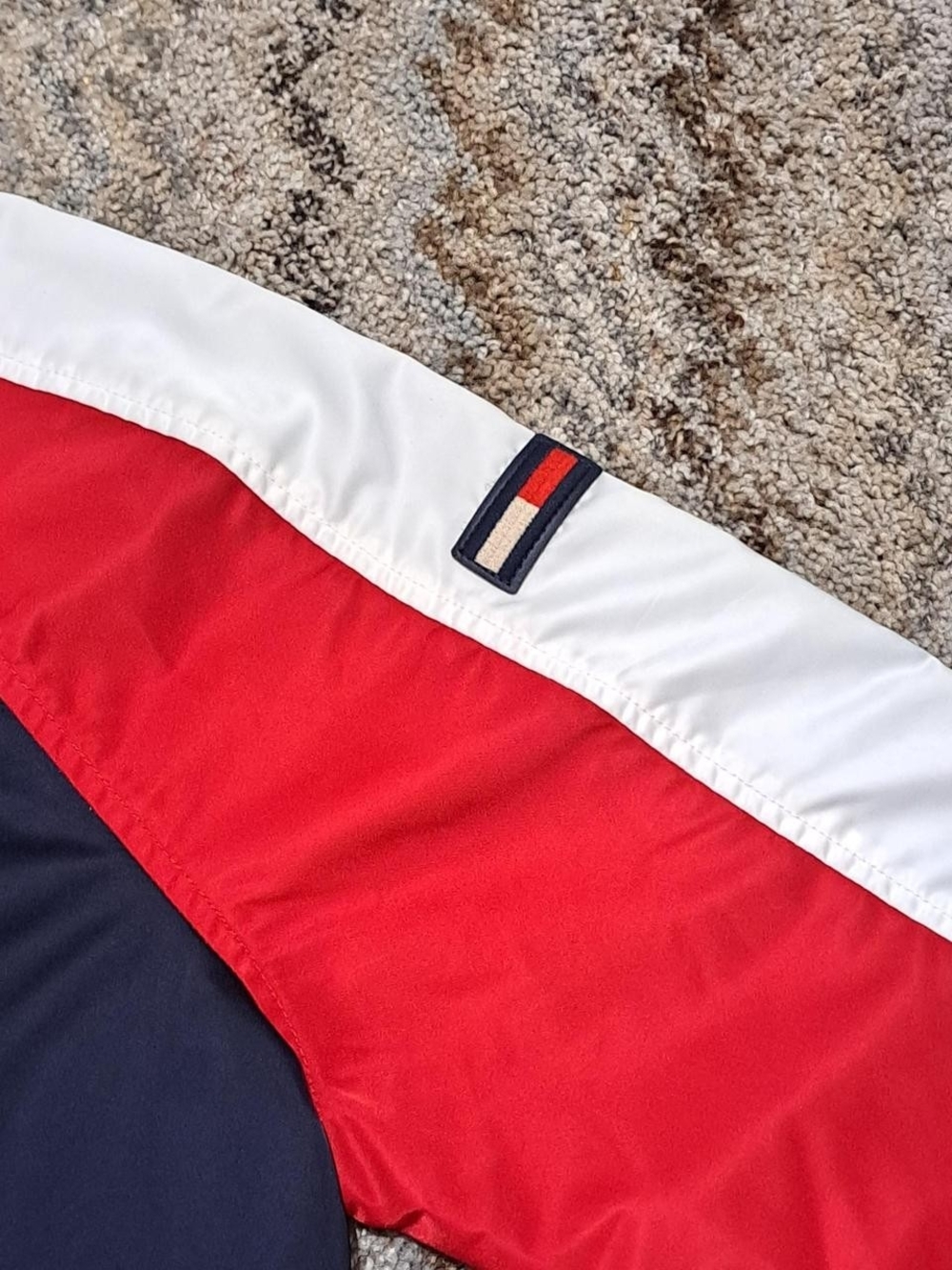 Tommy Hilfiger Men’s Colorblock Bomber Jacket Navy Red White Large - Picture 6 of 6